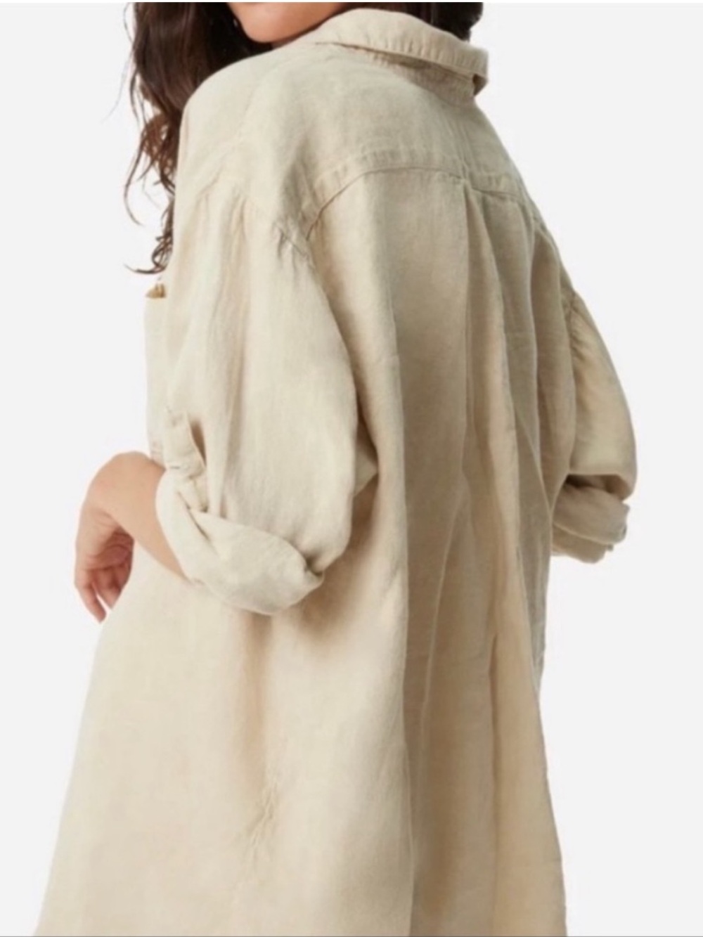 MATE the Label Linen Oversized Long Sleeve Shirt in Natural Size L